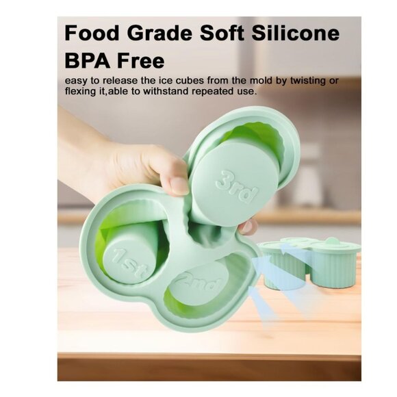 Silicone Ice Cube Mold-3 Cylinder Large Ice Cubes for Freezer - Picture 4 of 6